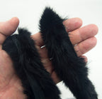 Black Rabbit Fur Piping Trim for Garment Edging, Coats, Hoods, Cushions & Soft Furnishings 4cmW - Per Metre
