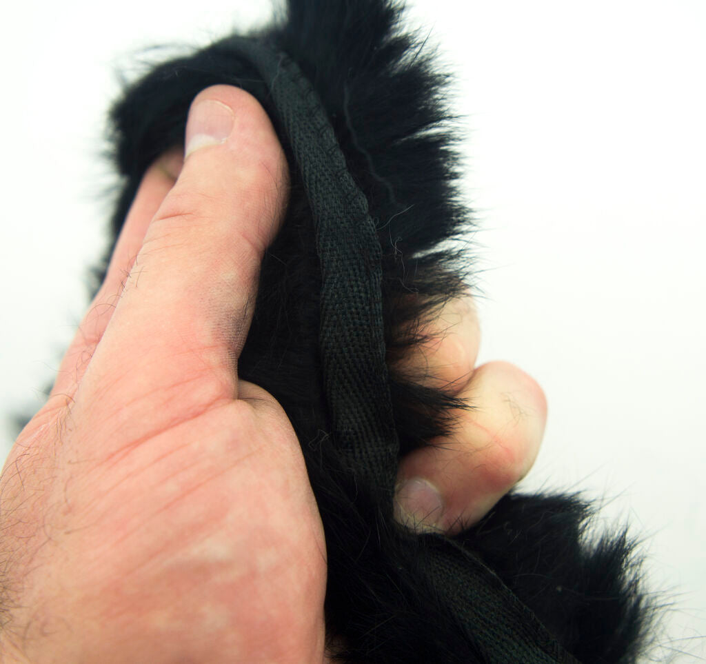 Black Rabbit Fur Piping Trim for Garment Edging, Coats, Hoods, Cushions & Soft Furnishings 4cmW - Per Metre