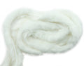 Close-up of white rabbit fur piping trim showing fluffiness