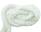 Close-up of white rabbit fur piping trim showing fluffiness