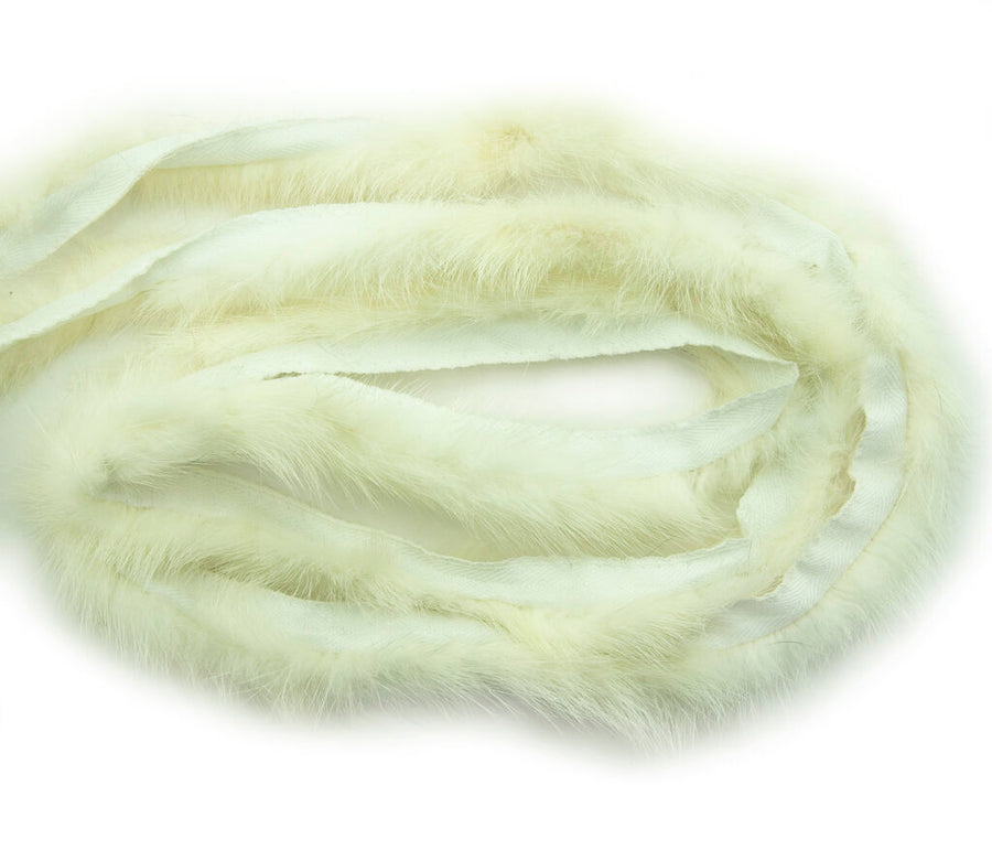 Thin White Mink Fur Piping Trim for Garment Edging, Coats, Hoods, Cushions & Soft Furnishings 2cmW - Per Metre