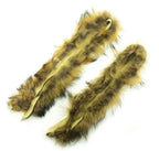 Two pieces of mixed brown fox fur piping trim displayed together.