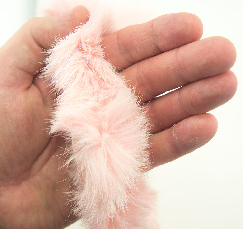 Baby Pink Piping Rabbit Fur Trim for Garment Edging, Coats, Hoods, Cushions & Soft Furnishings 4cmW - Per Metre