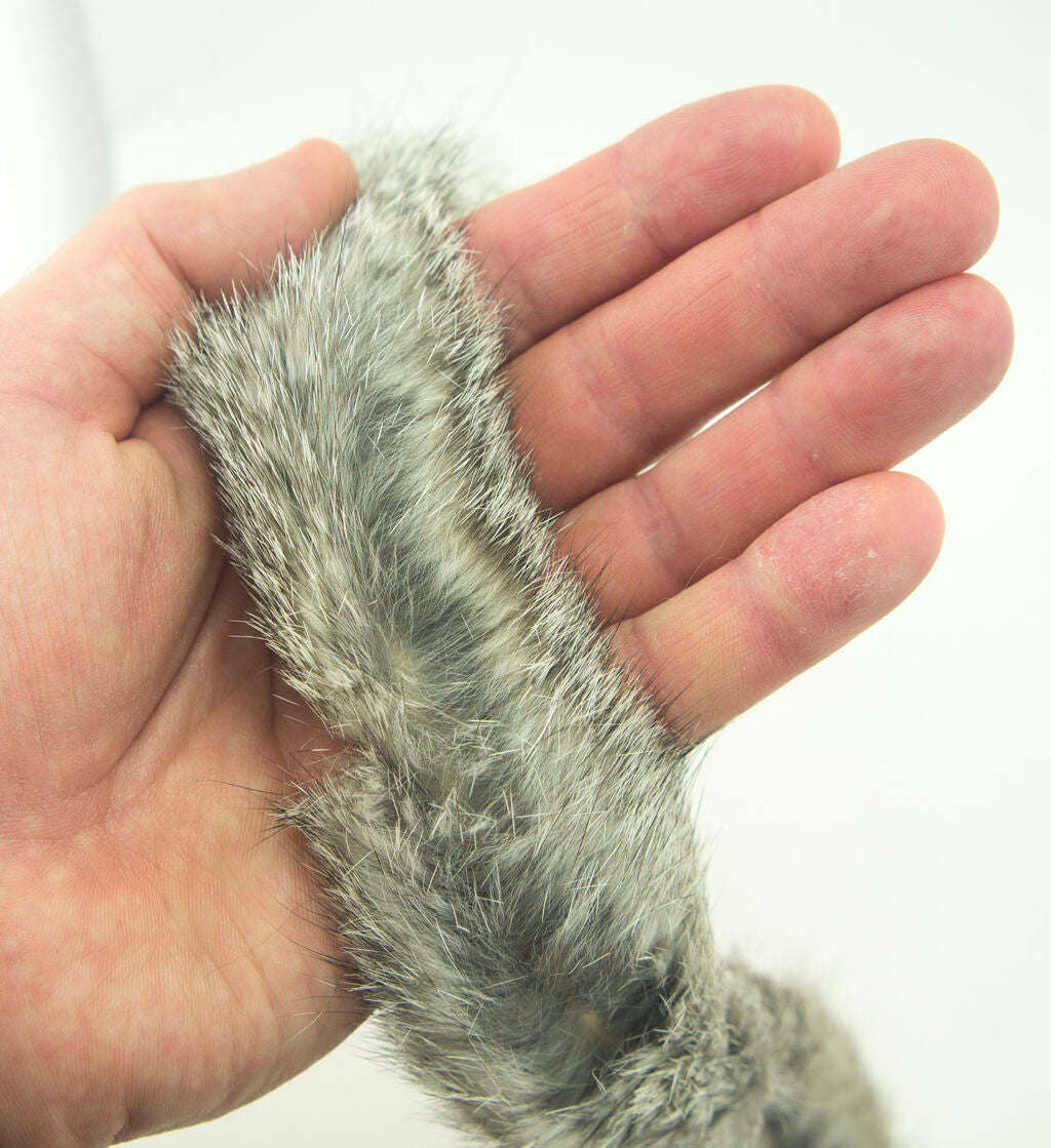 Pepper Grey Rabbit Fur Piping Trim for Garment Edging 4cmW - Per Metre