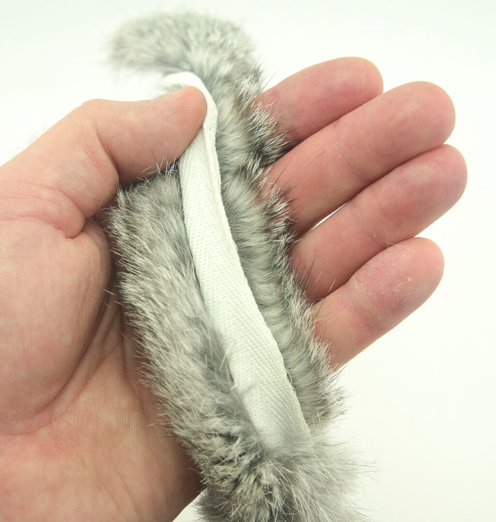 Pepper Grey Rabbit Fur Piping Trim for Garment Edging 4cmW - Per Metre
