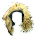 Padded black base detachable collar with fox fur trim