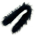 Black fox fur piping trim displayed on a white background.