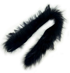 Black fox fur piping trim displayed on a white background.