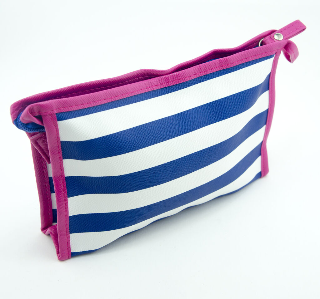 Open view of the pencil case showing the interior and zipped compartment.