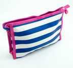 Open view of the pencil case showing the interior and zipped compartment.
