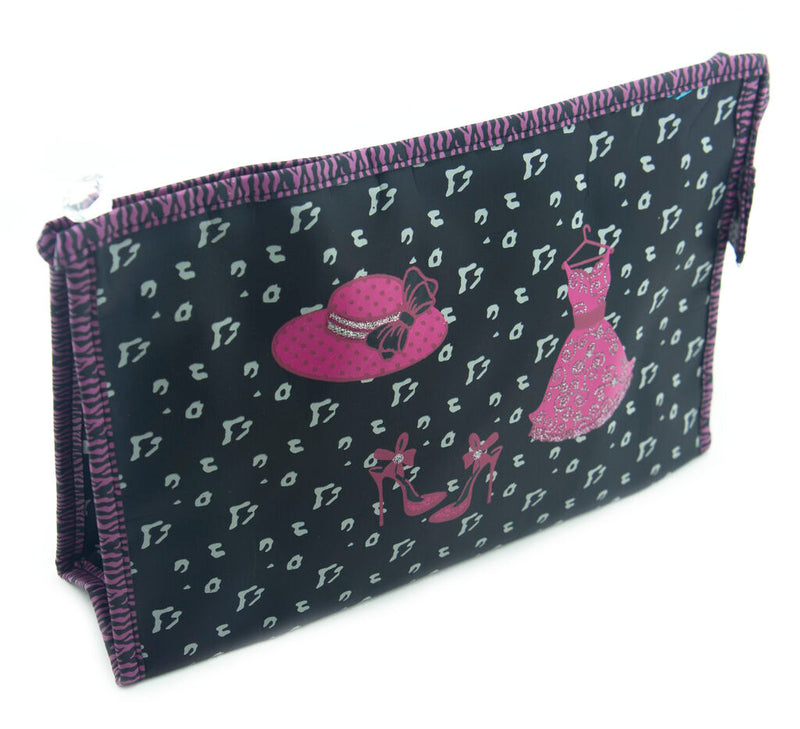 Pink waterproof pencil case with animal print design.