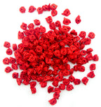 Pack of 50 tiny red roses flower ribbon trims, each 8 mm in size.