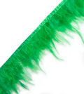 Bright green natural rooster feather fringe trim, 4.5 inches wide