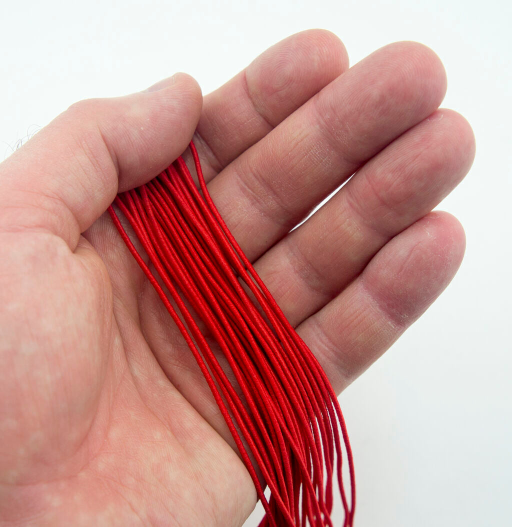 Red 1 mm Shirring Elastic for Garments, Soft Furnishings and Accessories - Approx 8 Meters