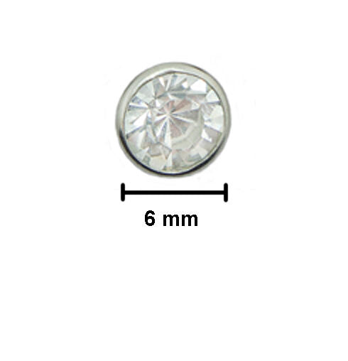 Pack of 50 Crystal "A" Stone Studs in Silver Tone Metal Setting - 6 mm Diameter (Fronts 12g, Backs 5g)