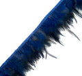 Navy blue natural rooster feather fringe trim, 4.5 inches wide