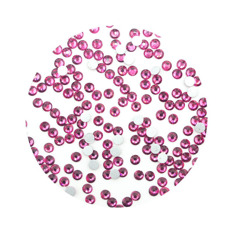 Pack of dark fuschia iron-on diamante rhinestones for crafts.