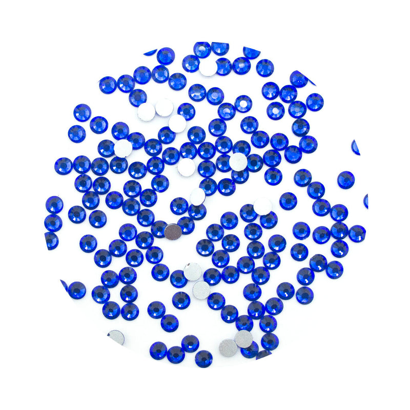 Pack of dark blue premium glass diamante rhinestones.