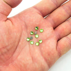 Close-up of 5 mm glass diamante rhinestones for embellishment.