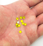 Close-up of 5 mm premium glass rhinestones for embellishment.