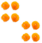 Pack of 8 orange fluffy pom pom trims, each 6cm in diameter.