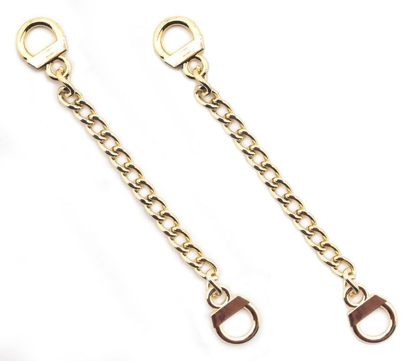 Two gold tone metal sew on coat hangers displayed together