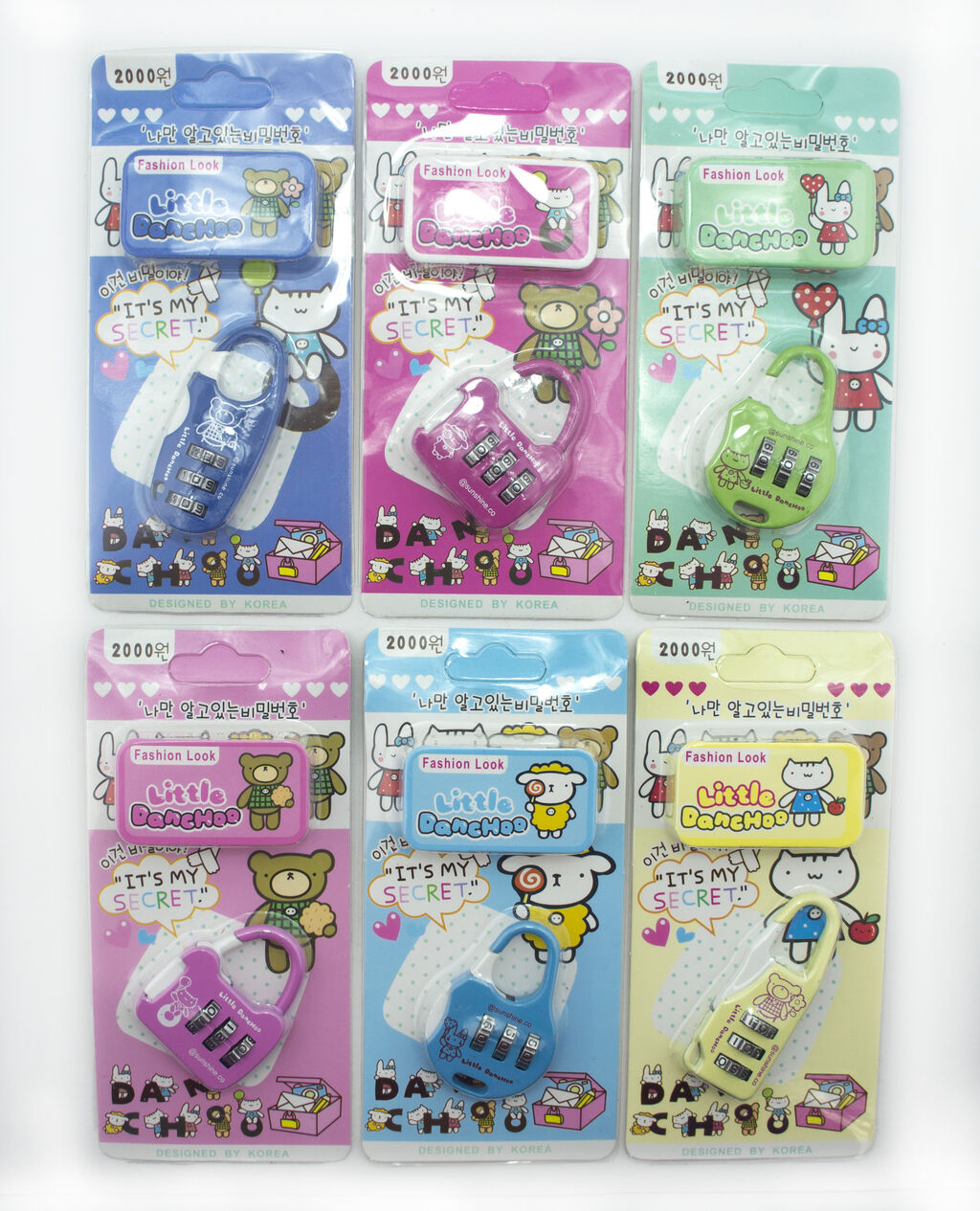Set of 2 Little Danchoo 3 Digit Combination Padlocks for Your School, Home, Locker, Bag, Diary