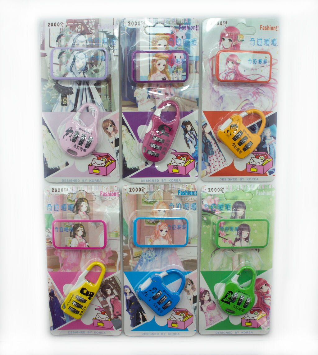 Set of 2 Princess 3 Digit Combination Padlocks for Your School, Home, Locker, Bag, Diary