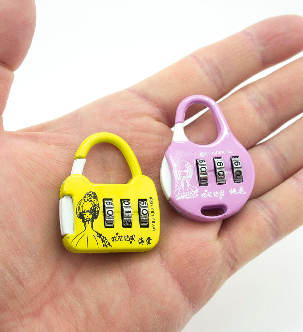 Set of 2 Clover 3 Digit Combination Padlocks for Your School, Home, Locker, Bag, Diary