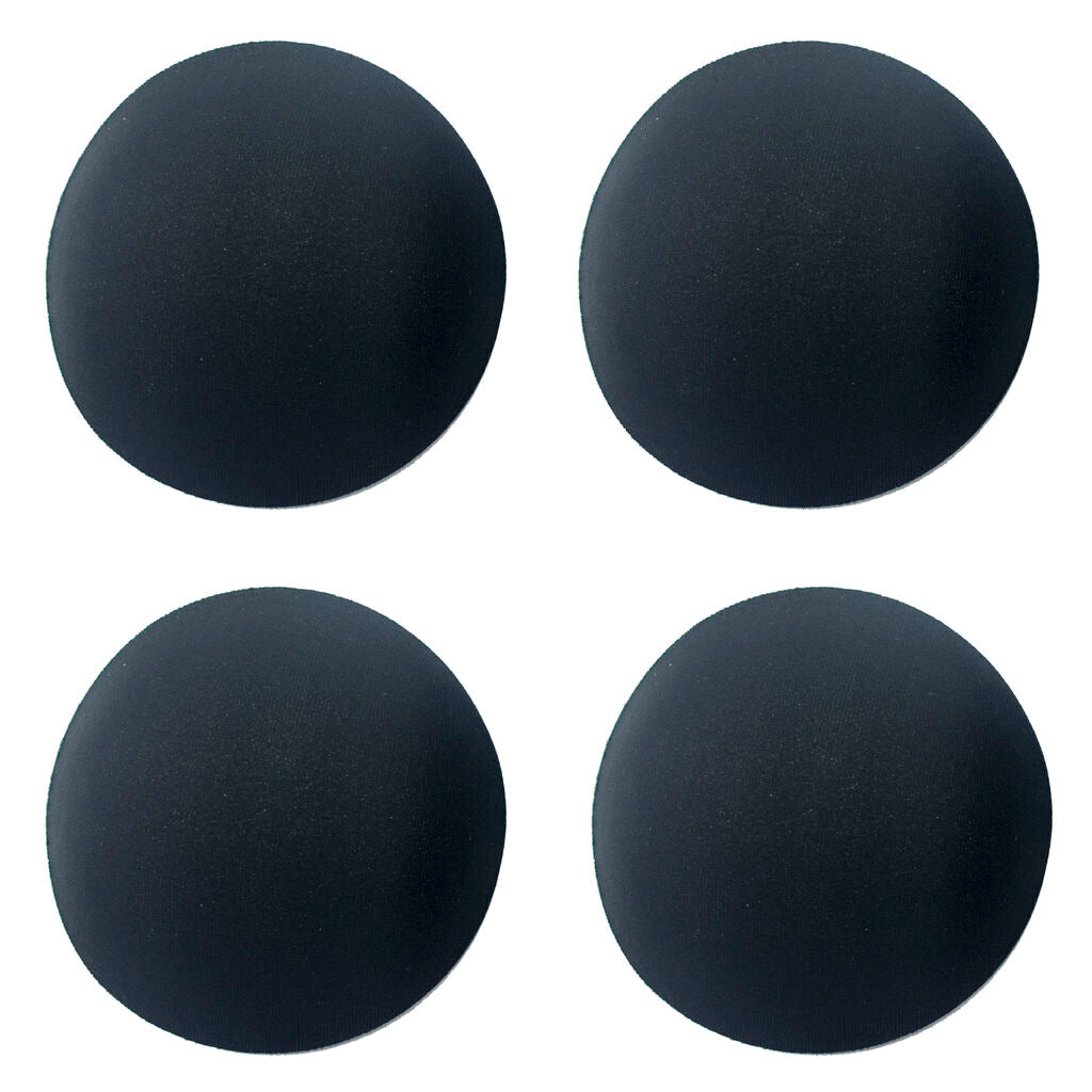 Two pairs of large black round replacement bra pads, 12cm diameter.