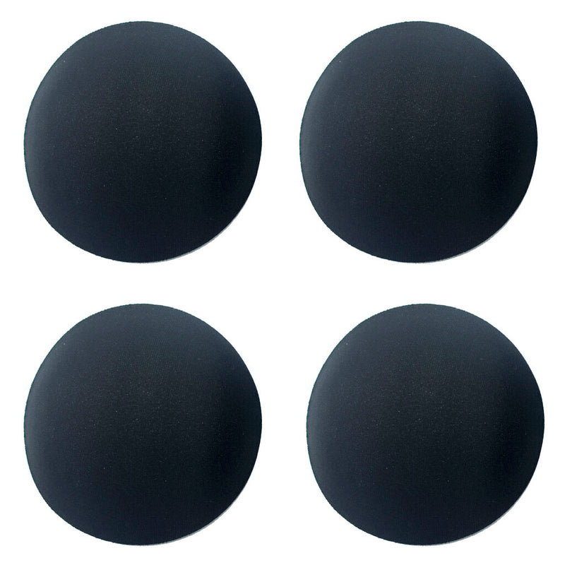 Two pairs of large black round replacement bra pads, 12cm diameter.