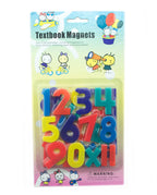 Close-up of 3.6cm colourful numeric magnets for educational use.