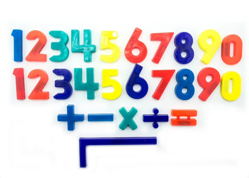 Colourful set of 26 children's numeric and mathematical magnets.