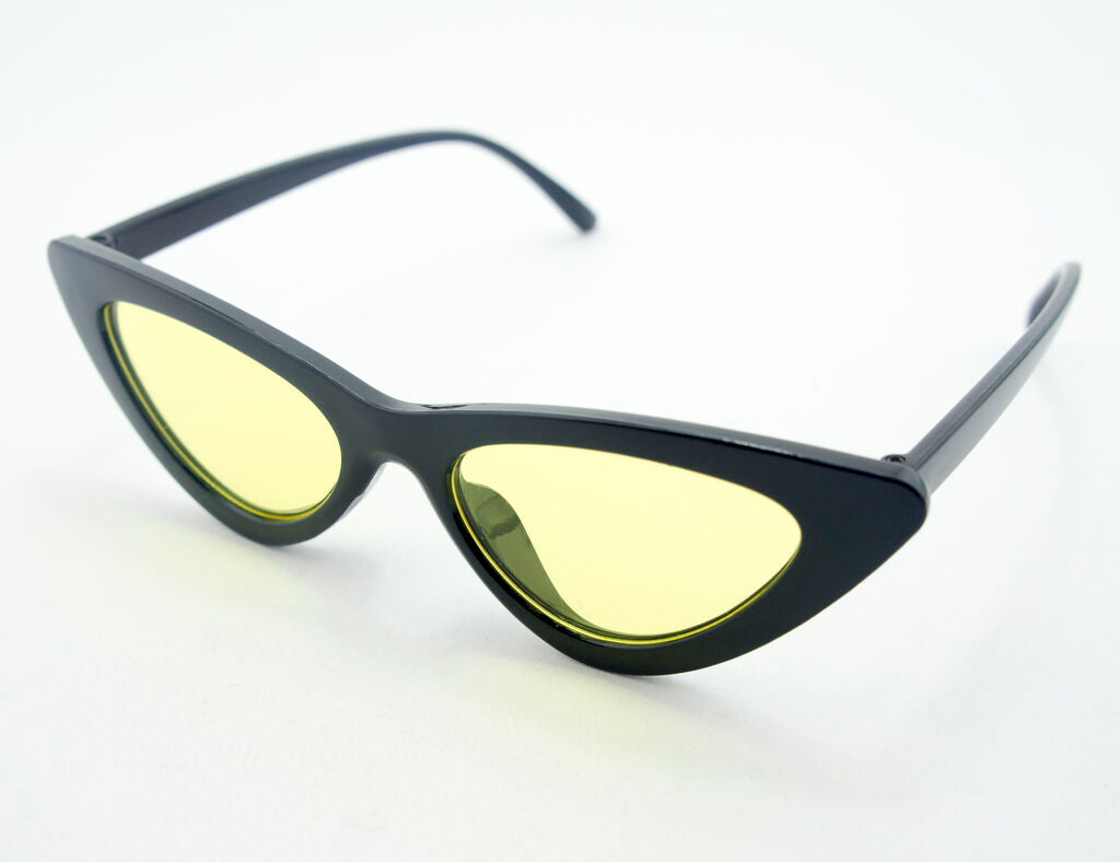 Close-up of cat eye sunglasses showing frame and lens details.