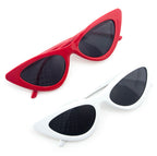 Two pairs of cat eye sunglasses in assorted colours.