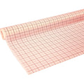 Roll of white tracing paper with red grid pattern for dress making.