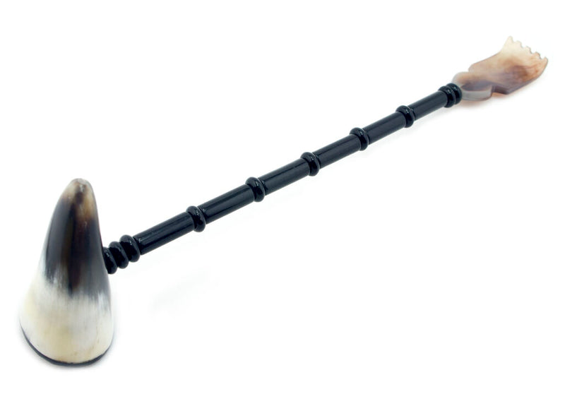 Ox horn and acrylic back scratcher and massager tool, 39 cm long
