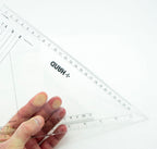 Close-up of the combination graders set square showing measurement markings.