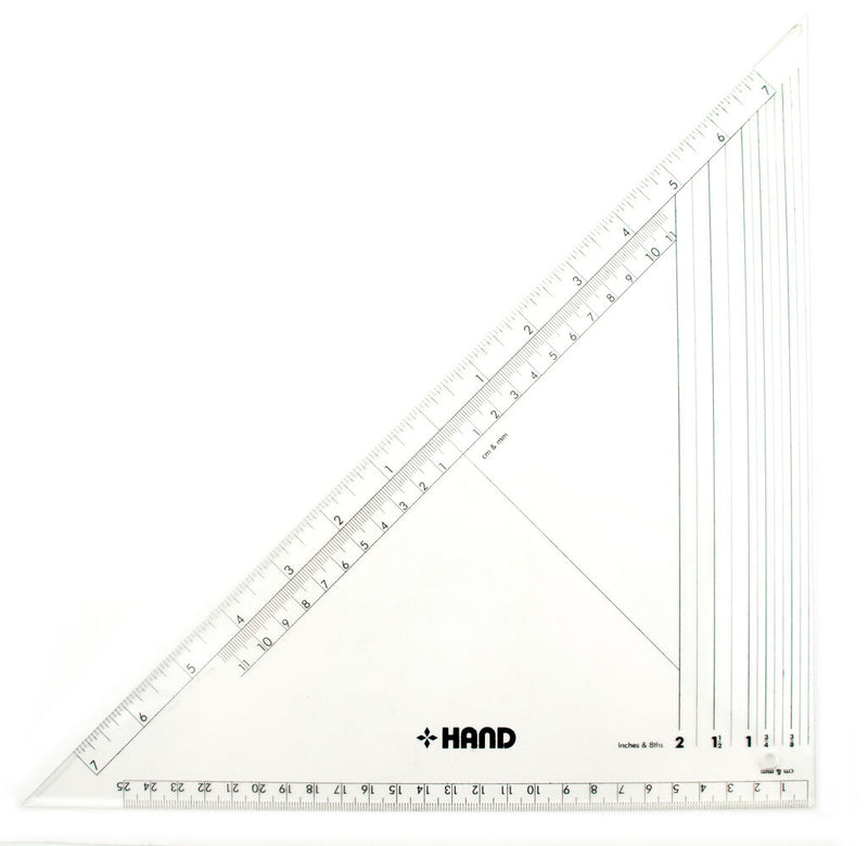 Combination graders set square measuring 25 cm x 14 inches.