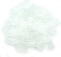Large clear plastic U-shape garment shirt clips in a pack.