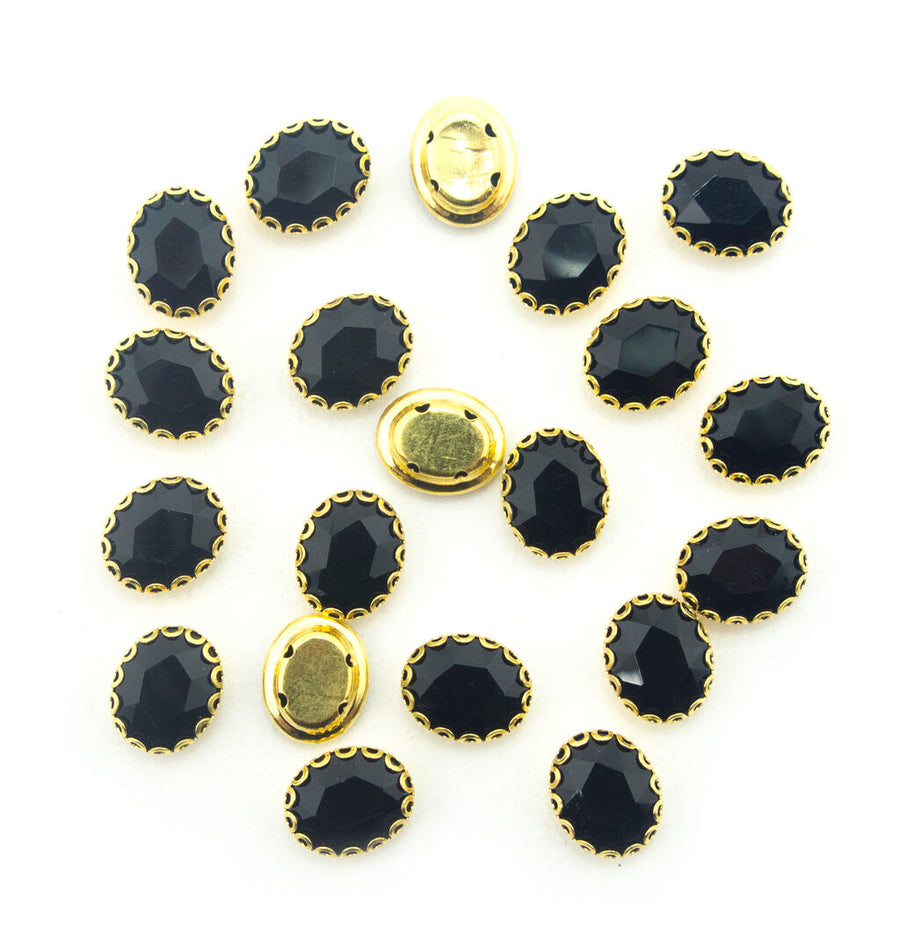 Tone Small Oval Glass Crystal Sew On Embellishments