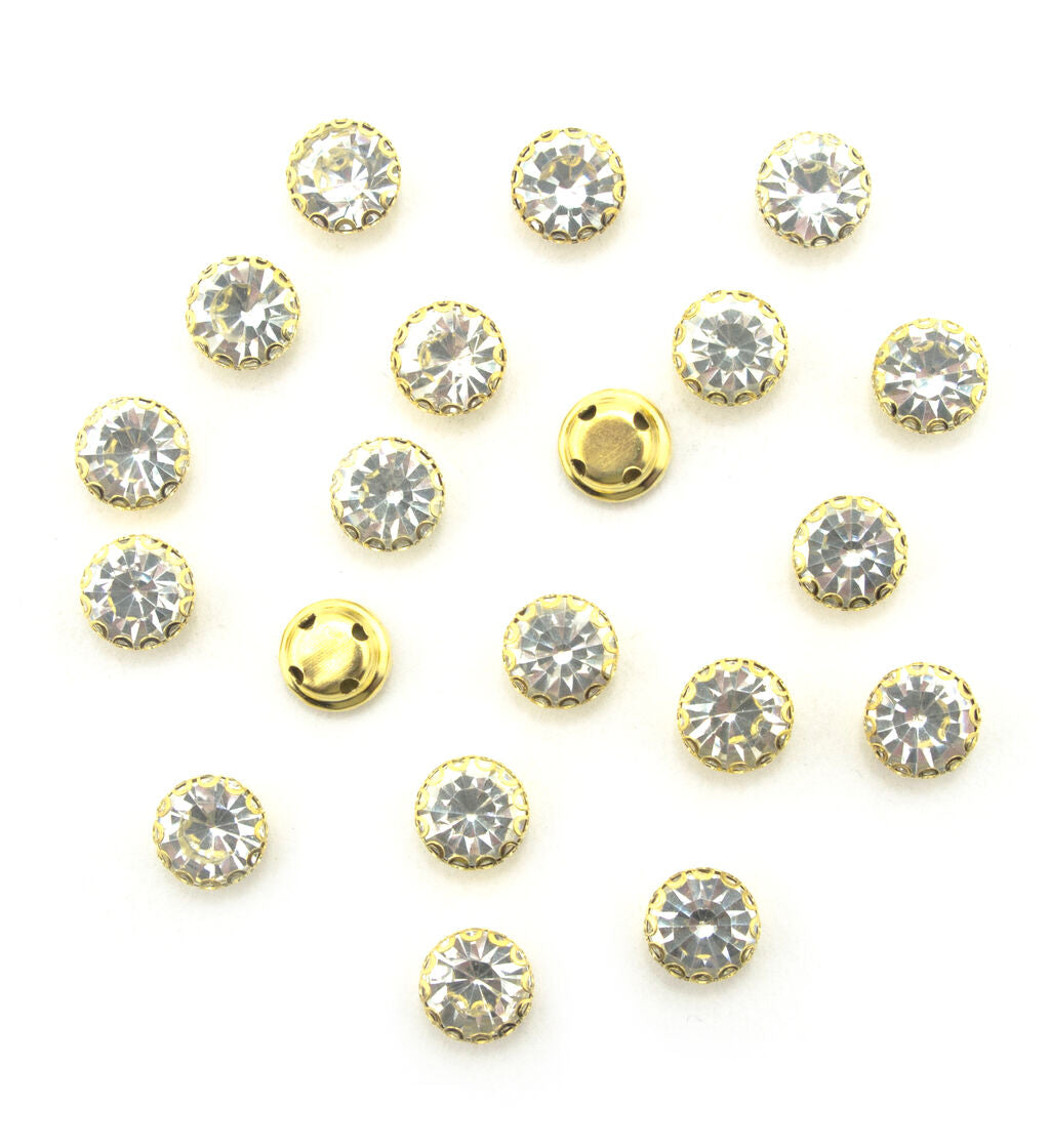 Pack of 20 round white crystal glass embellishments