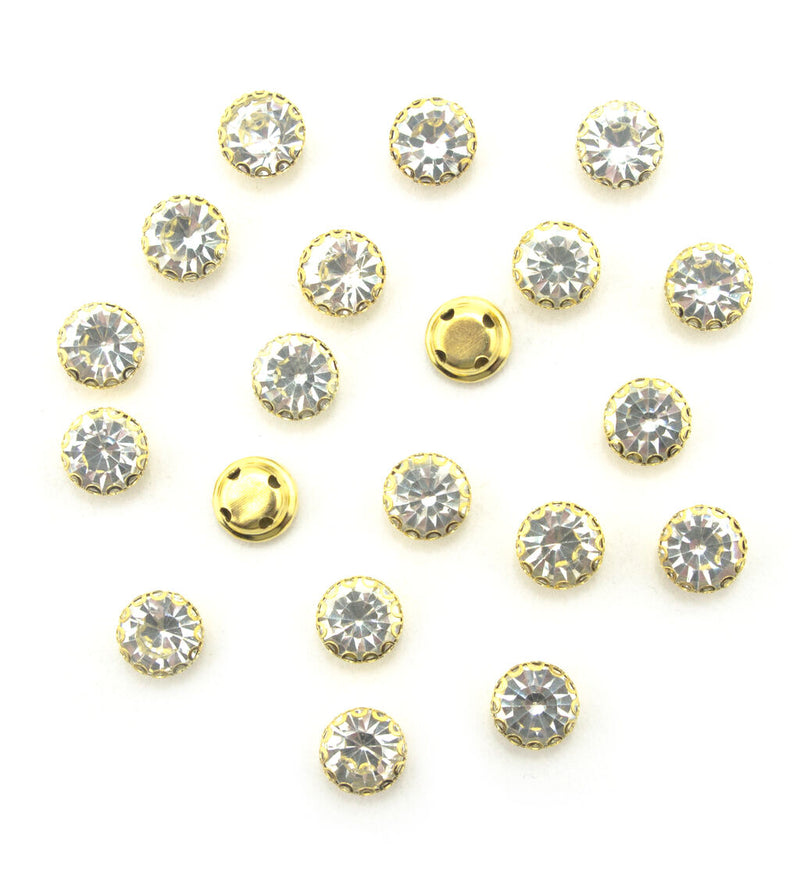 Pack of 20 round white crystal glass embellishments