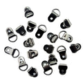 Pack of 20 dark gunmetal shoe lace eyelets in various angles.