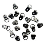 Pack of 20 dark gunmetal shoe lace eyelets in various angles.