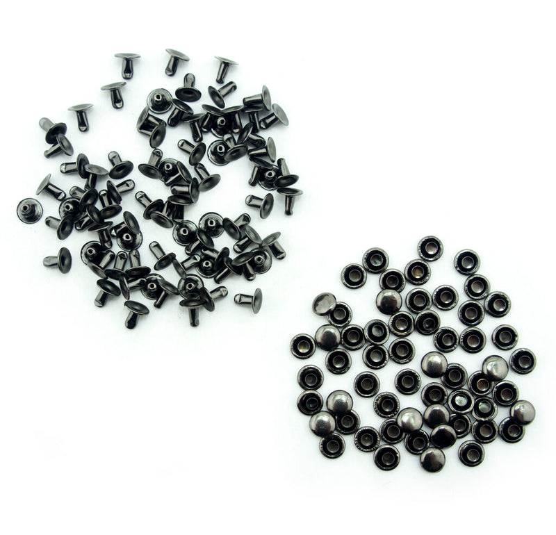 Pack of dark silver tone 2 part press studs for garments.