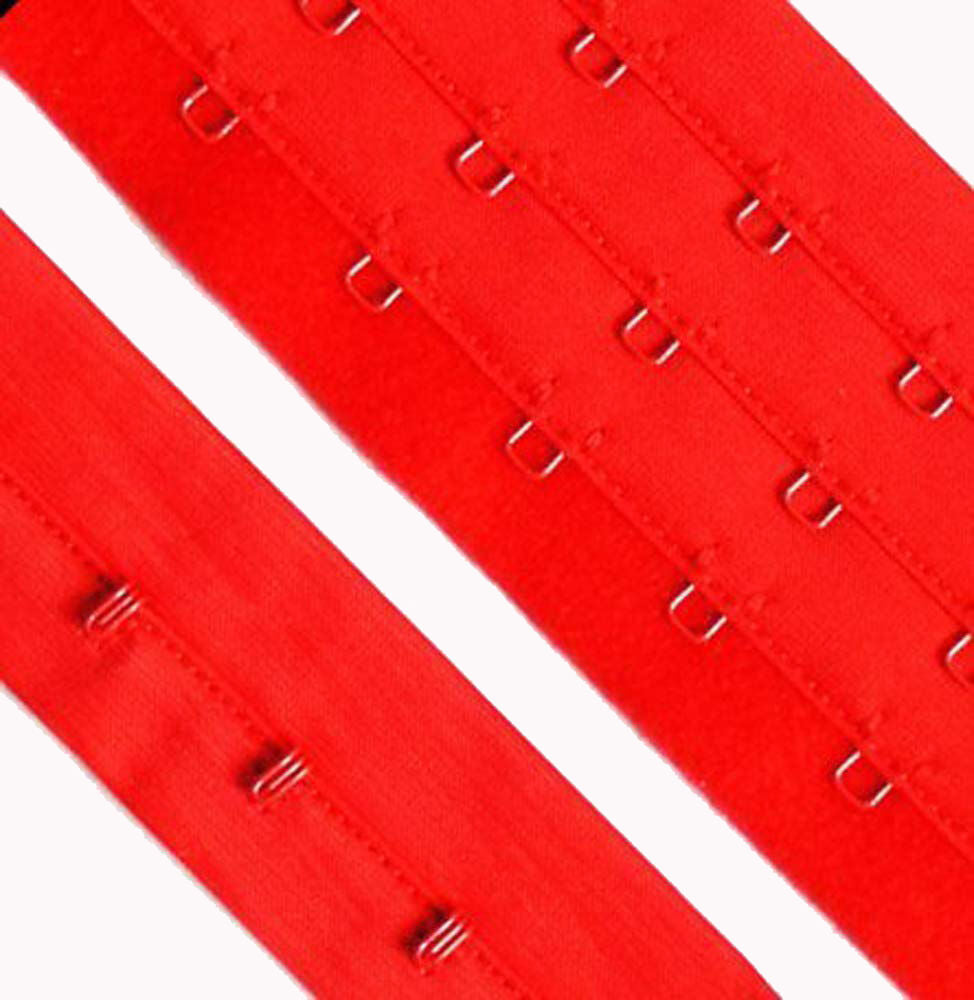 1 metre of red bra continuous hook and eye tape with plush backing