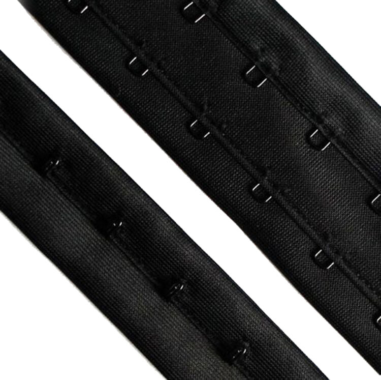 1 metre black bra continuous hook and eye tape displayed