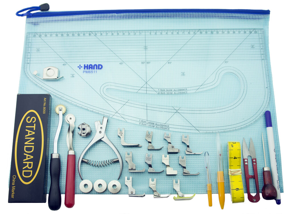 Design and pattern making tools arranged neatly