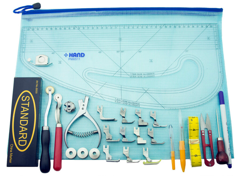 Design and pattern making tools arranged neatly